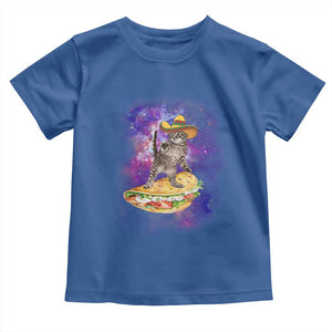 Funny Cinco De Mayo Cat Toddler T Shirt Astronaut Kitten Flying A Taco TS12 Royal Blue Print Your Wear