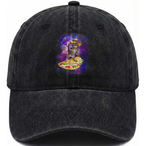 Funny Cinco De Mayo Cat Washed Cotton Baseball Cap Astronaut Kitten Flying A Taco TS12 Print Your Wear