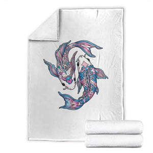 Transgender Ally Koi Fish Throw Blanket Funny Japanese Art Graphic TS12 White Print Your Wear