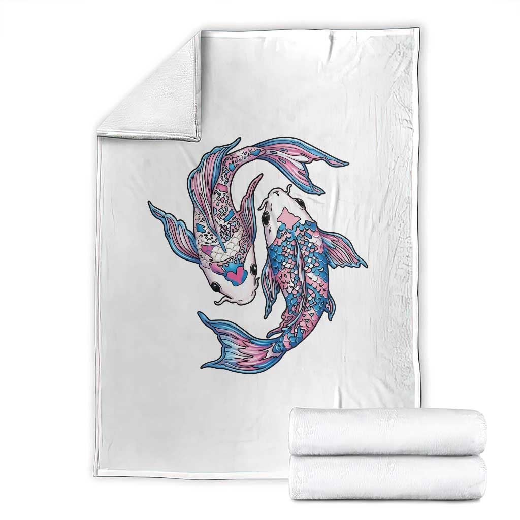 Transgender Ally Koi Fish Throw Blanket Funny Japanese Art Graphic TS12 White Print Your Wear