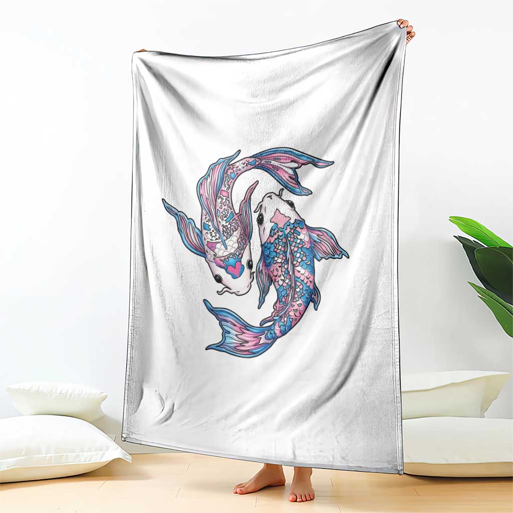 Transgender Ally Koi Fish Throw Blanket Funny Japanese Art Graphic TS12 Print Your Wear