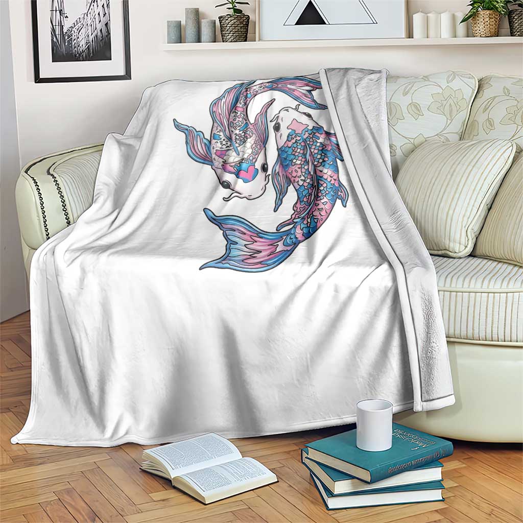 Transgender Ally Koi Fish Throw Blanket Funny Japanese Art Graphic TS12 Print Your Wear