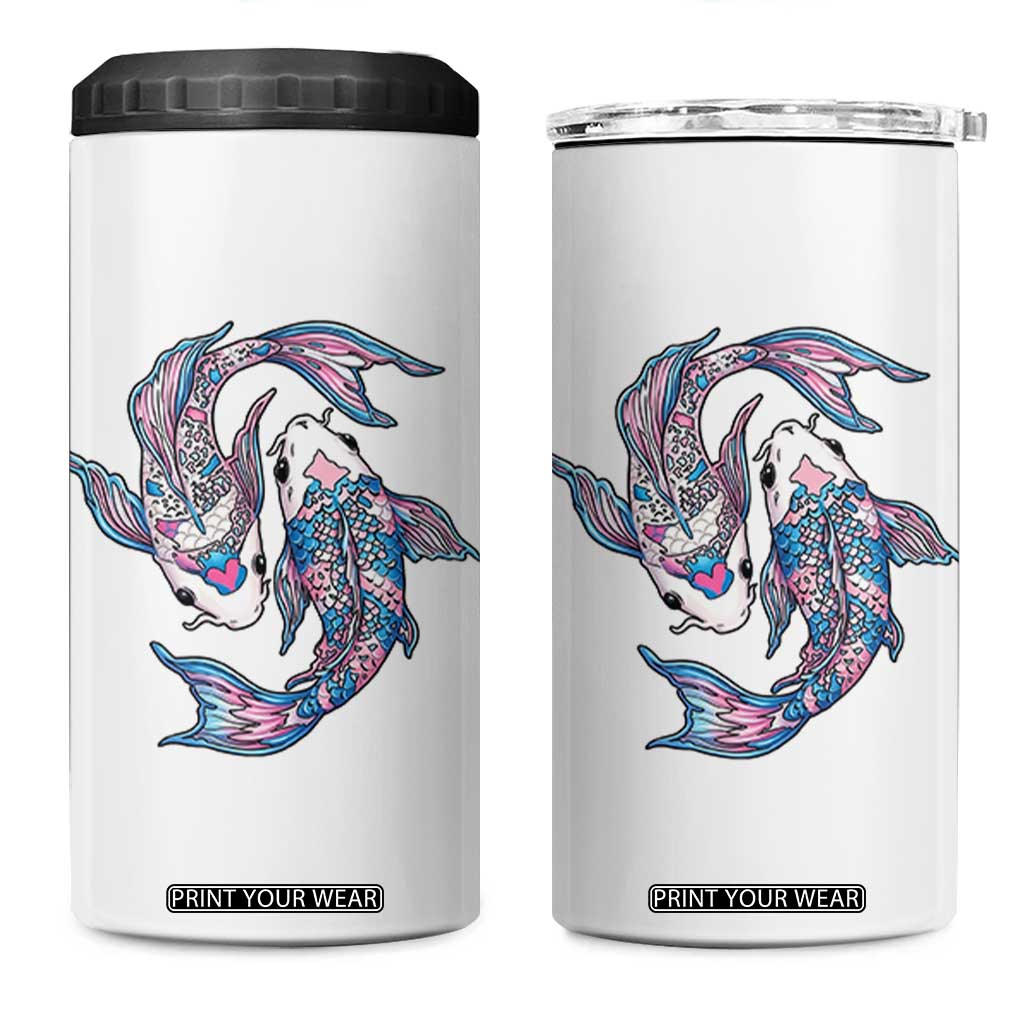 Transgender Ally Koi Fish 4 in 1 Can Cooler Tumbler Funny Japanese Art Graphic