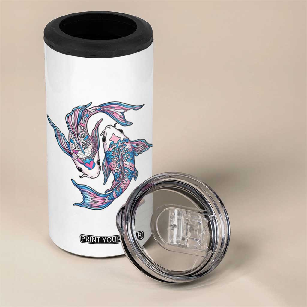 Transgender Ally Koi Fish 4 in 1 Can Cooler Tumbler Funny Japanese Art Graphic