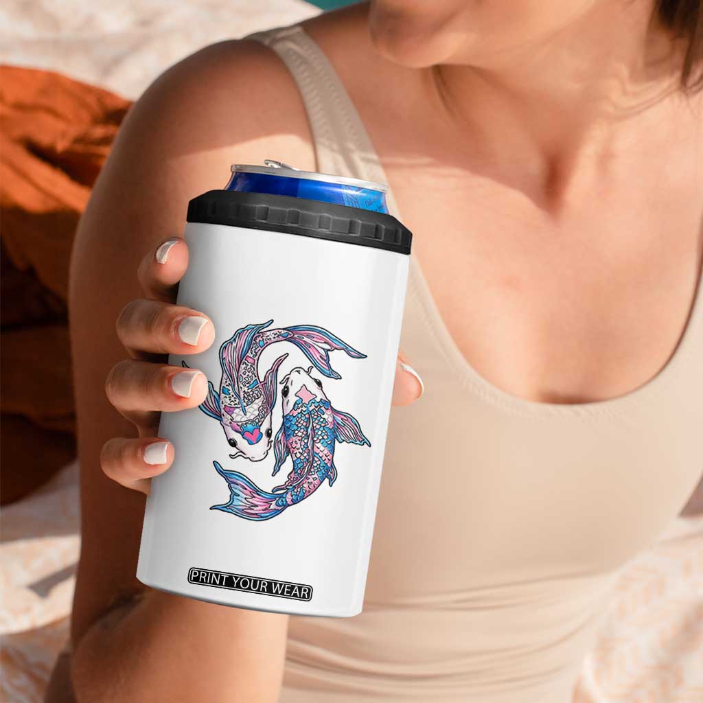 Transgender Ally Koi Fish 4 in 1 Can Cooler Tumbler Funny Japanese Art Graphic