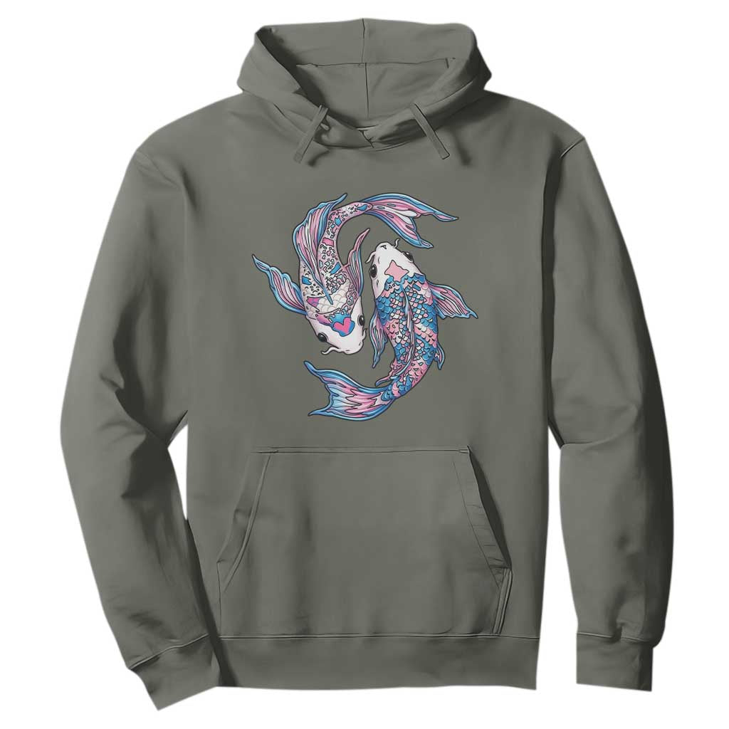 Transgender Ally Koi Fish Hoodie Funny Japanese Art Graphic TS12 Military Green Print Your Wear