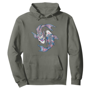 Transgender Ally Koi Fish Hoodie Funny Japanese Art Graphic TS12 Military Green Print Your Wear