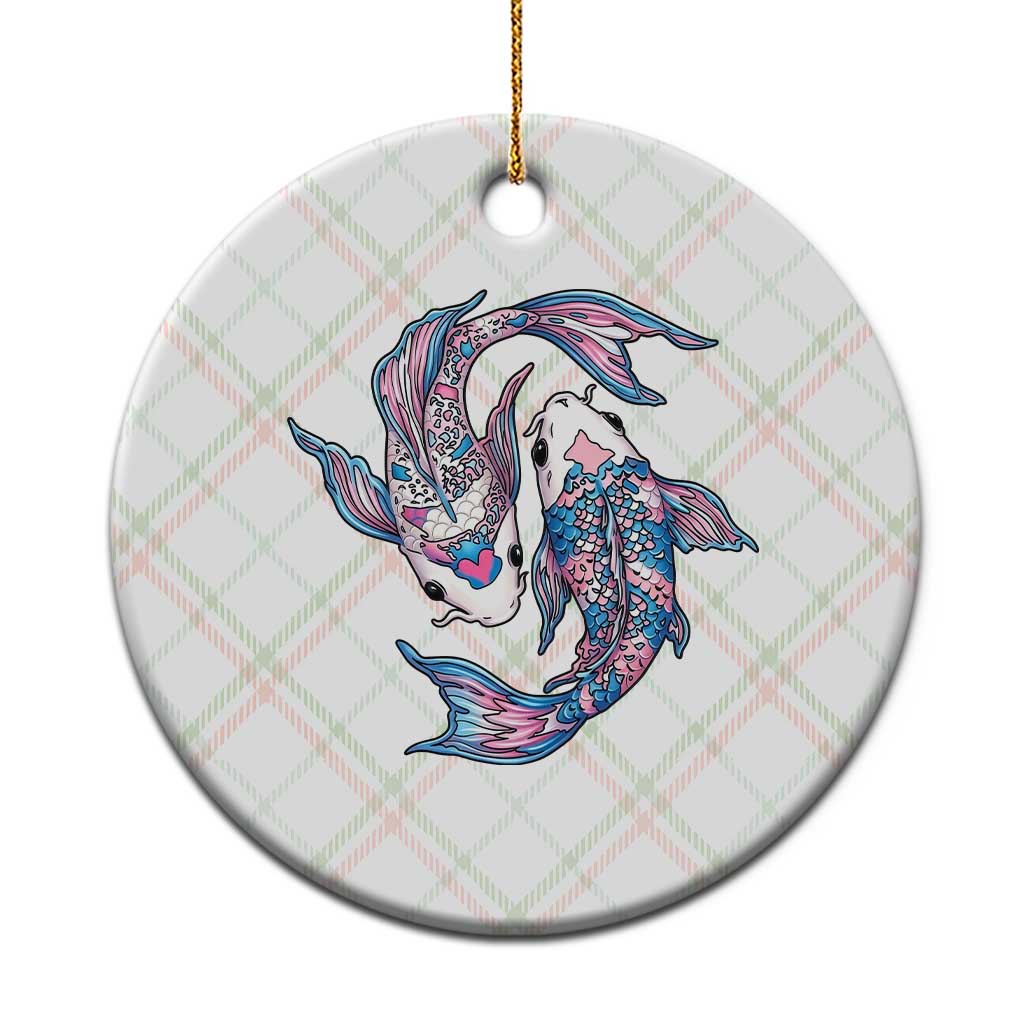 Transgender Ally Koi Fish Ceramic Ornament Funny Japanese Art Graphic