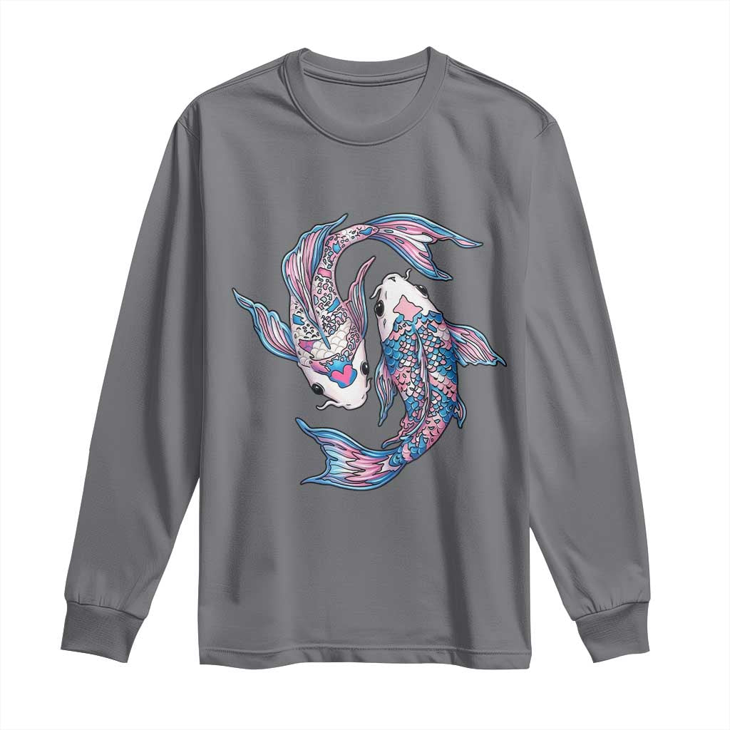 Transgender Ally Koi Fish Long Sleeve Shirt Funny Japanese Art Graphic TS12 Charcoal Print Your Wear