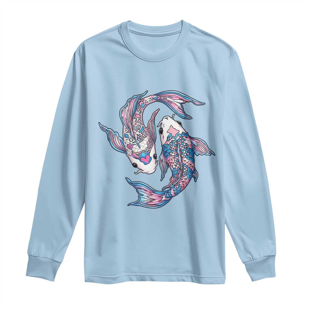 Transgender Ally Koi Fish Long Sleeve Shirt Funny Japanese Art Graphic TS12 Light Blue Print Your Wear