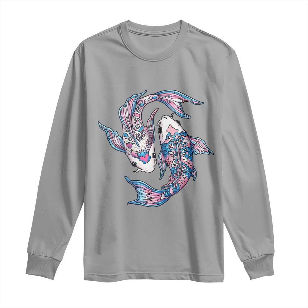 Transgender Ally Koi Fish Long Sleeve Shirt Funny Japanese Art Graphic TS12 Sport Gray Print Your Wear