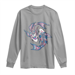 Transgender Ally Koi Fish Long Sleeve Shirt Funny Japanese Art Graphic TS12 Sport Gray Print Your Wear