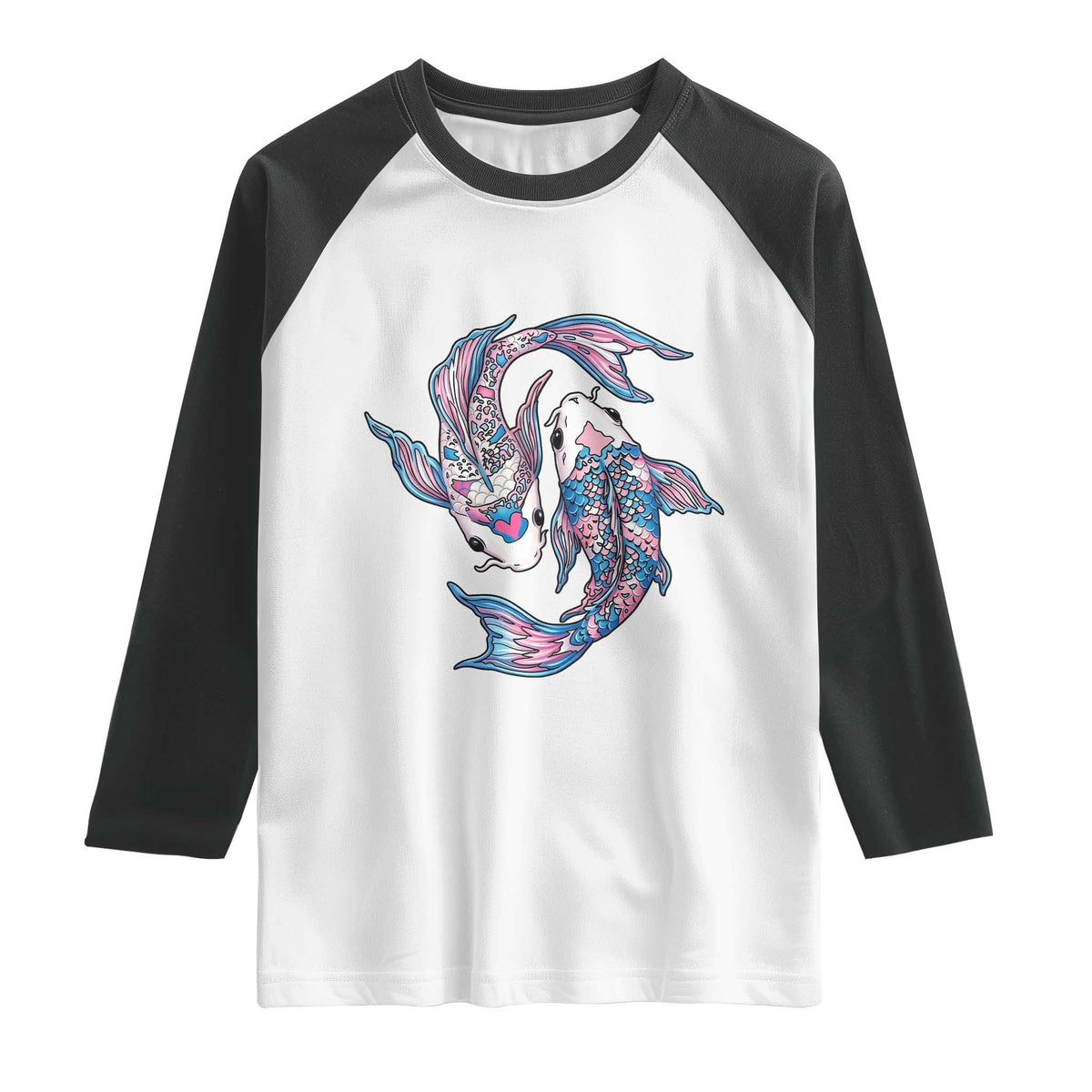 Transgender Ally Koi Fish Raglan Shirt Funny Japanese Art Graphic TS12 White Black Print Your Wear