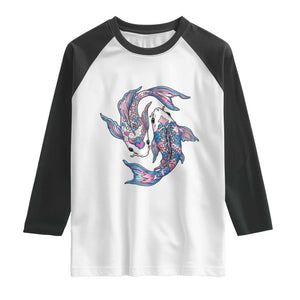 Transgender Ally Koi Fish Raglan Shirt Funny Japanese Art Graphic TS12 White Black Print Your Wear