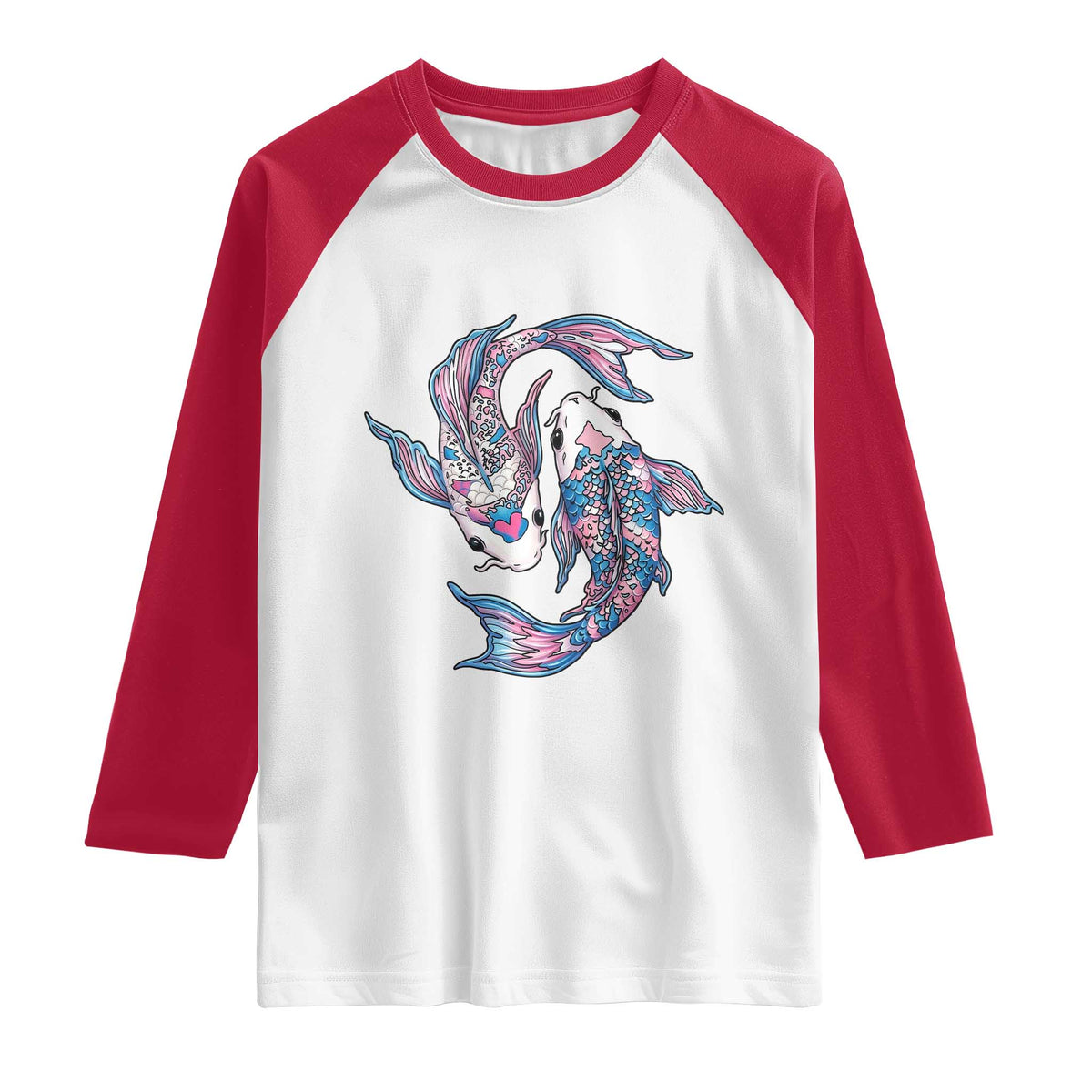Transgender Ally Koi Fish Raglan Shirt Funny Japanese Art Graphic TS12 White Red Print Your Wear