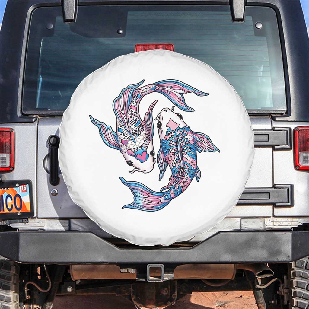 Transgender Ally Koi Fish Spare Tire Cover Funny Japanese Art Graphic TS12 No hole White Print Your Wear