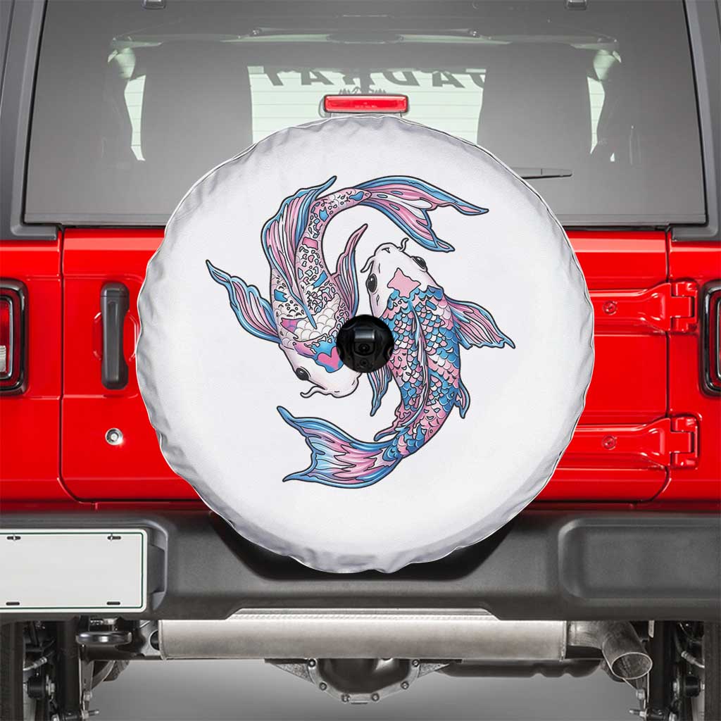 Transgender Ally Koi Fish Spare Tire Cover Funny Japanese Art Graphic TS12 White Print Your Wear
