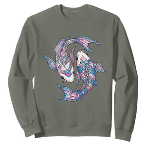 Transgender Ally Koi Fish Sweatshirt Funny Japanese Art Graphic