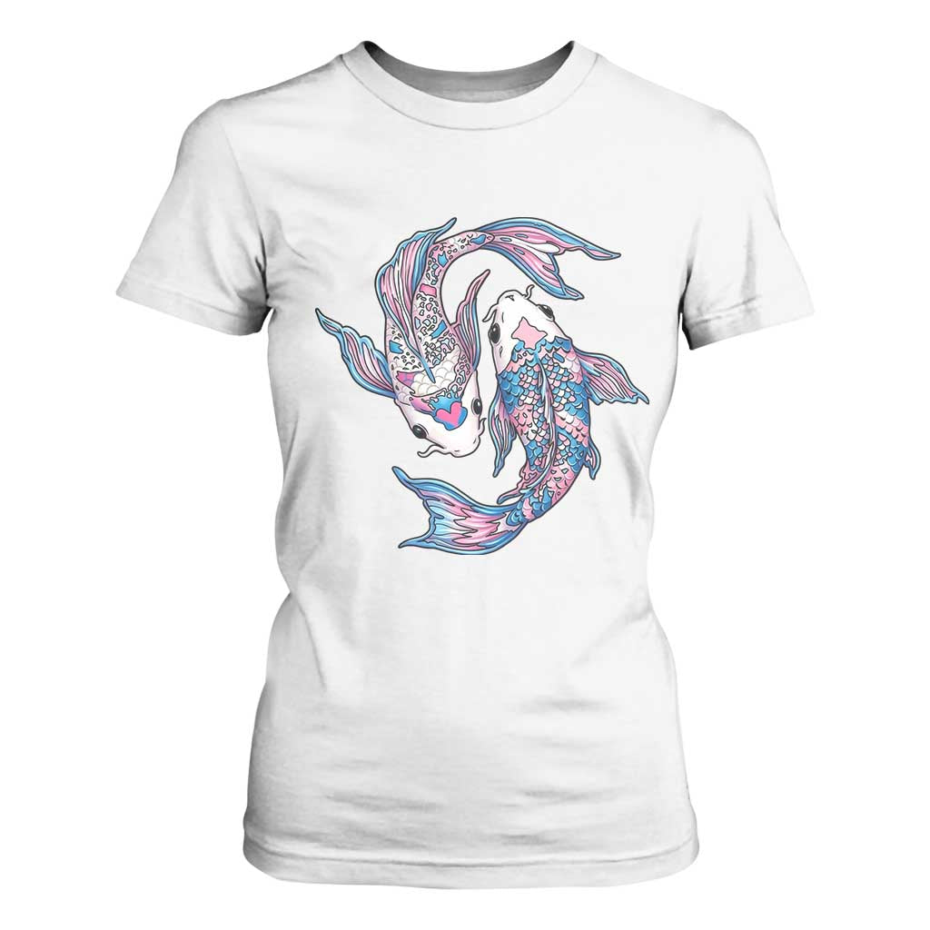 Transgender Ally Koi Fish T Shirt For Women Funny Japanese Art Graphic TS12 White Print Your Wear