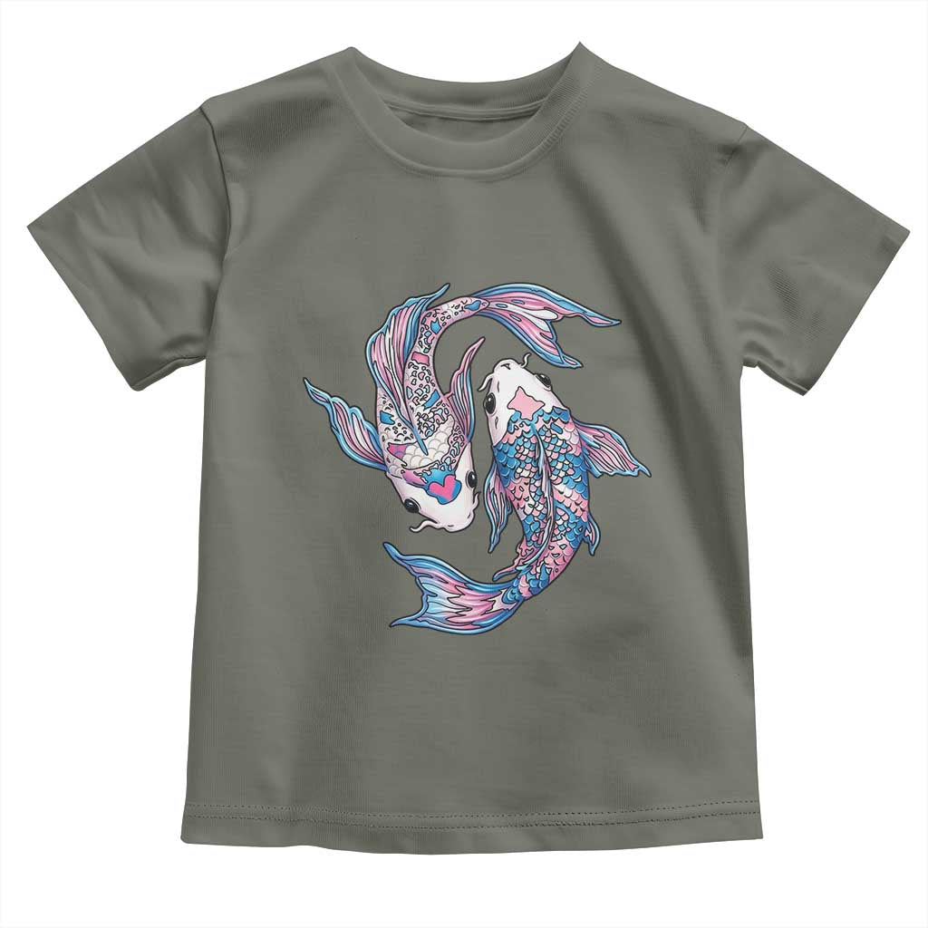 Transgender Ally Koi Fish Toddler T Shirt Funny Japanese Art Graphic TS12 Military Green Print Your Wear