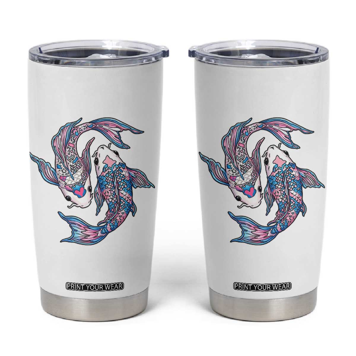 Transgender Ally Koi Fish Tumbler Cup Funny Japanese Art Graphic TS12 White Print Your Wear