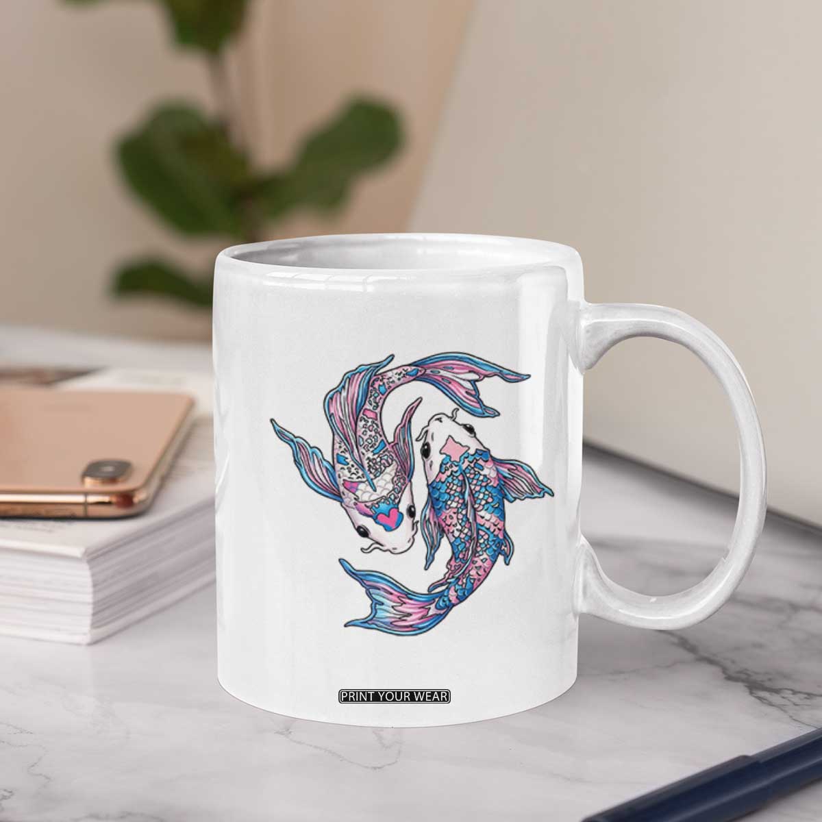 Transgender Ally Koi Fish Coffee Mug Funny Japanese Art Graphic