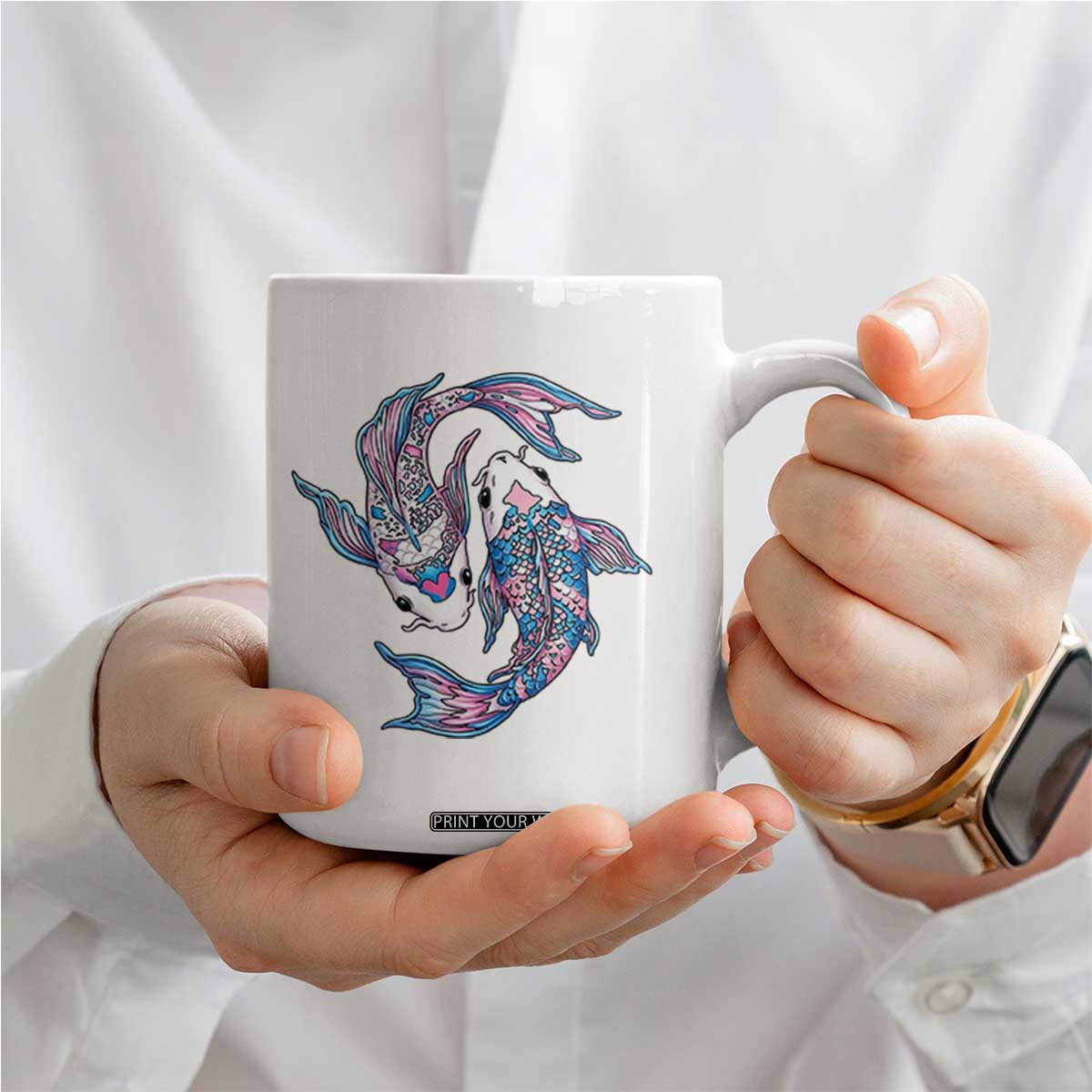 Transgender Ally Koi Fish Coffee Mug Funny Japanese Art Graphic