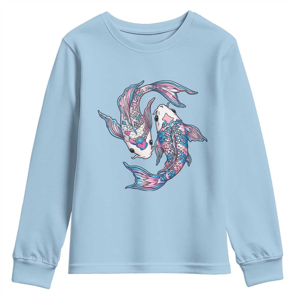 Transgender Ally Koi Fish Youth Sweatshirt Funny Japanese Art Graphic
