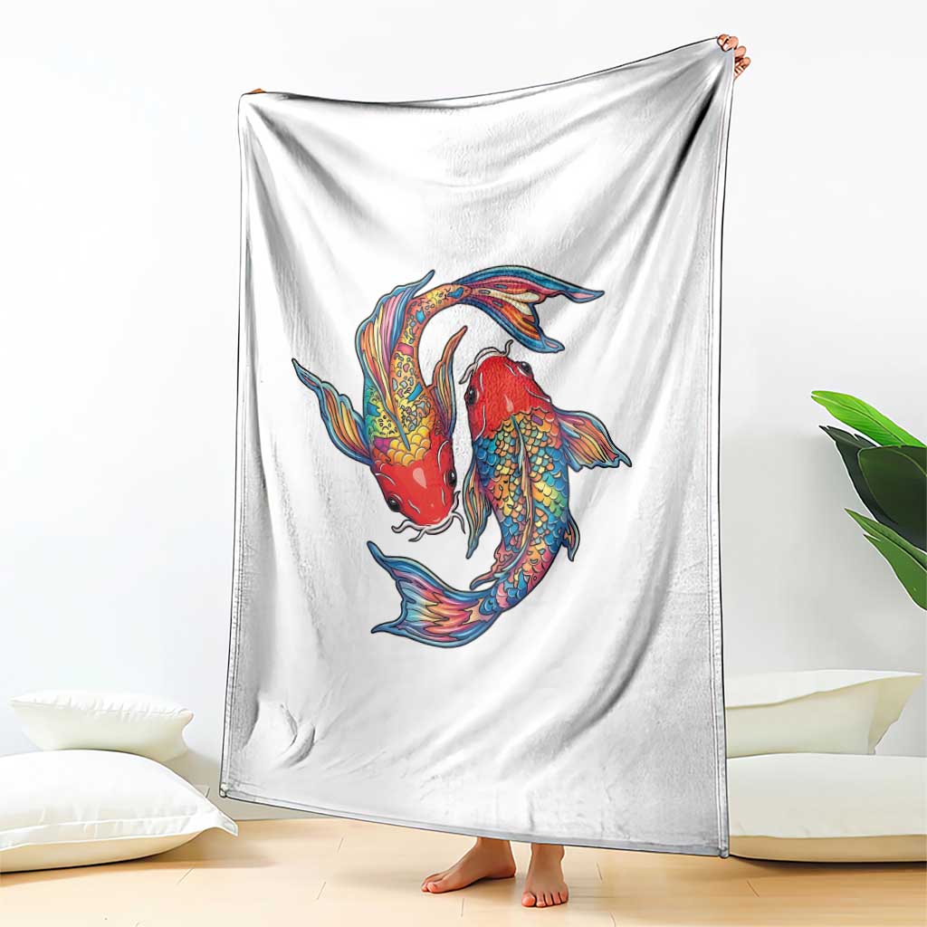 Rainbow Koi Fish LGBTQ Pride Throw Blanket Colorful Japanese Carp TS12 Print Your Wear
