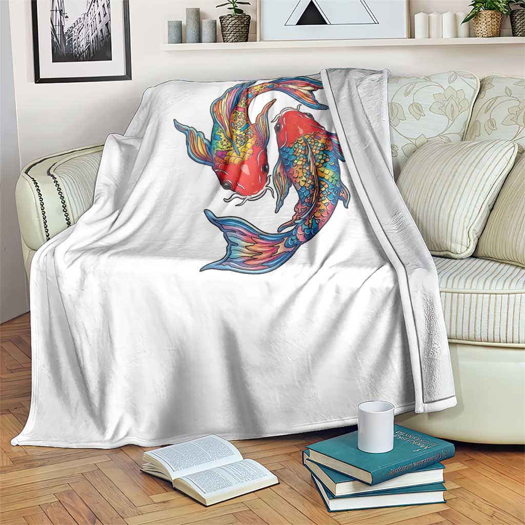 Rainbow Koi Fish LGBTQ Pride Throw Blanket Colorful Japanese Carp TS12 Print Your Wear
