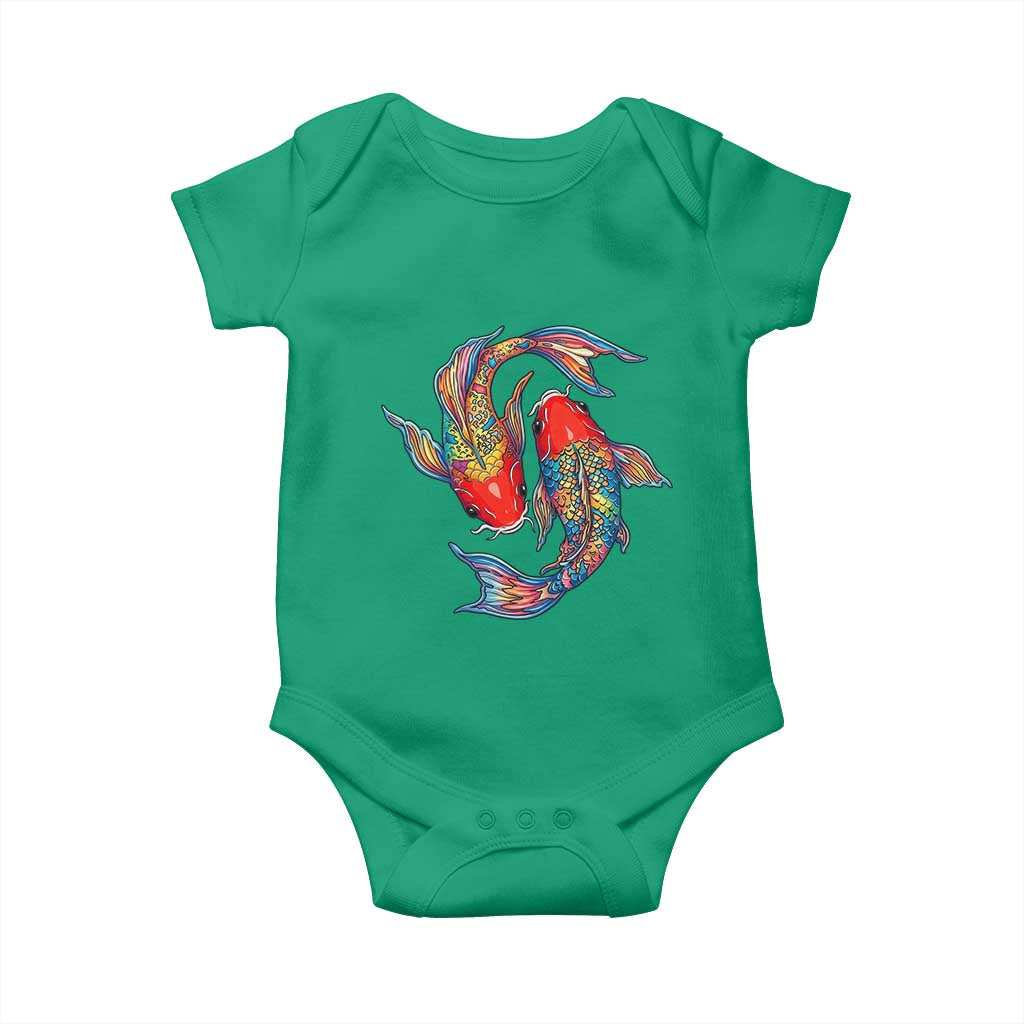 Rainbow Koi Fish LGBTQ Pride Baby Onesie Colorful Japanese Carp