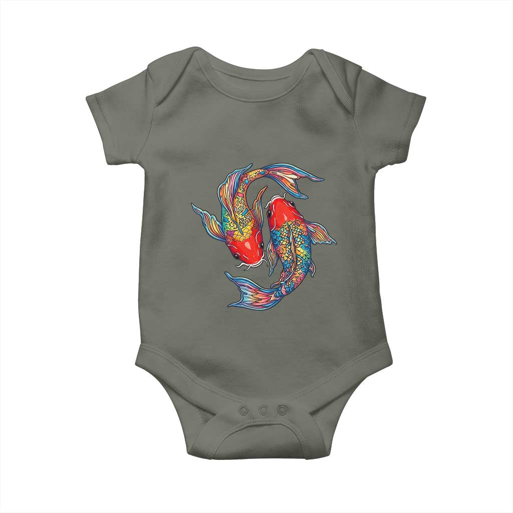 Rainbow Koi Fish LGBTQ Pride Baby Onesie Colorful Japanese Carp