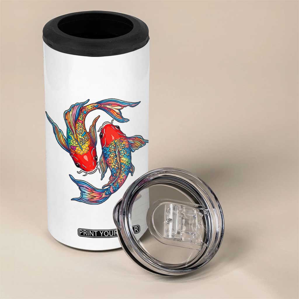 Rainbow Koi Fish LGBTQ Pride 4 in 1 Can Cooler Tumbler Colorful Japanese Carp TS12 Print Your Wear