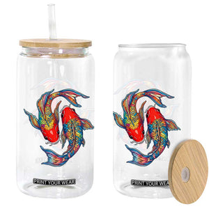 Rainbow Koi Fish LGBTQ Pride Glass Can Colorful Japanese Carp
