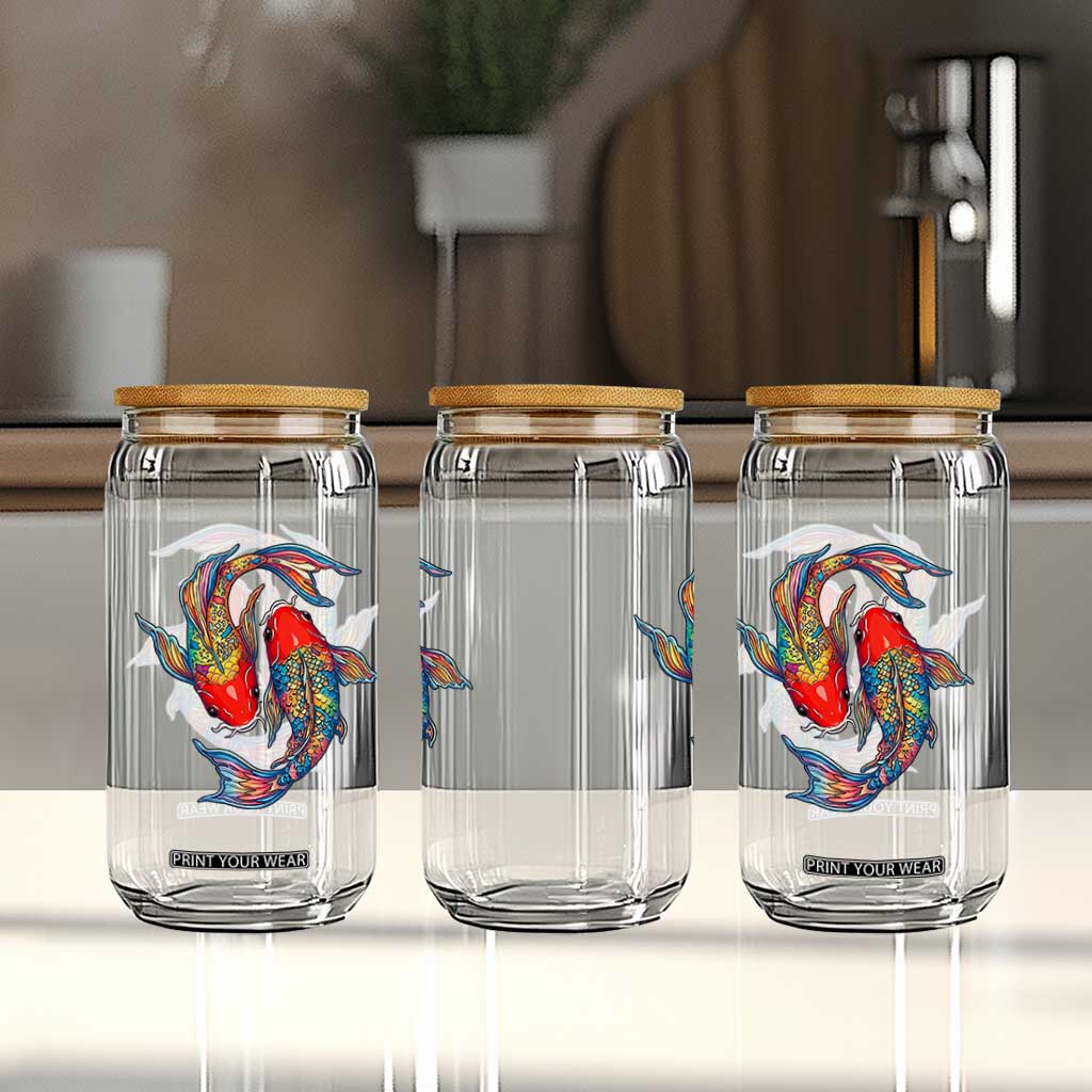 Rainbow Koi Fish LGBTQ Pride Glass Can Colorful Japanese Carp