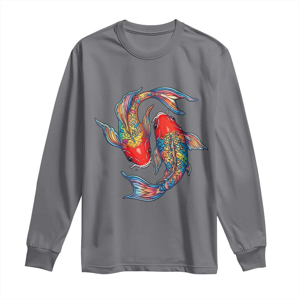 Rainbow Koi Fish LGBTQ Pride Long Sleeve Shirt Colorful Japanese Carp TS12 Charcoal Print Your Wear