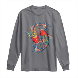Rainbow Koi Fish LGBTQ Pride Long Sleeve Shirt Colorful Japanese Carp TS12 Charcoal Print Your Wear
