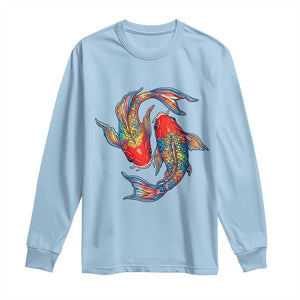 Rainbow Koi Fish LGBTQ Pride Long Sleeve Shirt Colorful Japanese Carp TS12 Light Blue Print Your Wear