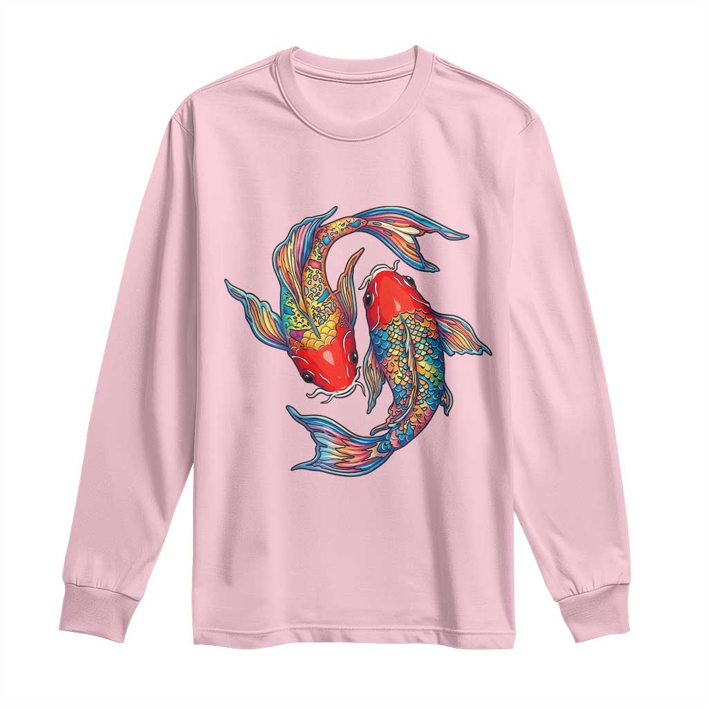 Rainbow Koi Fish LGBTQ Pride Long Sleeve Shirt Colorful Japanese Carp TS12 Light Pink Print Your Wear