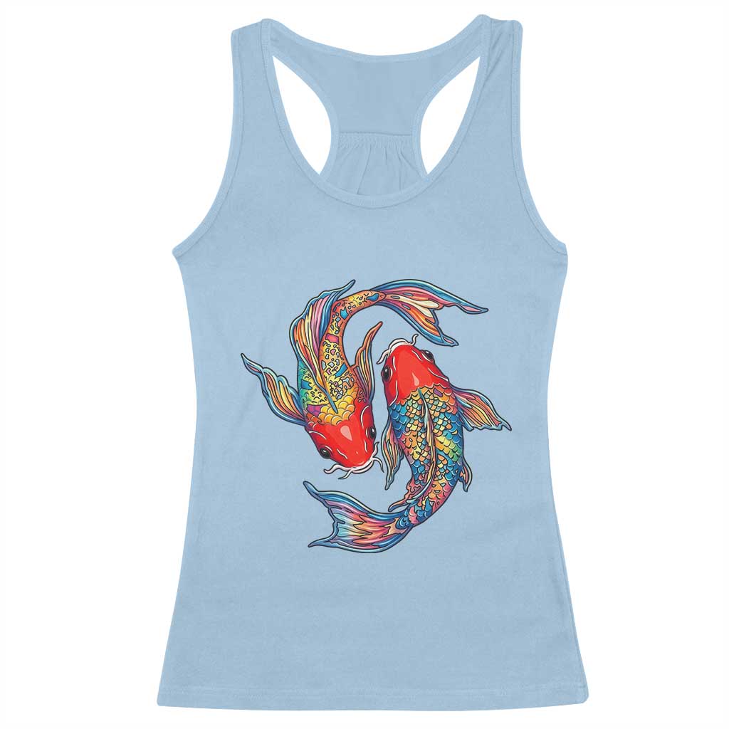 Rainbow Koi Fish LGBTQ Pride Racerback Tank Top Colorful Japanese Carp TS12 Light Blue Print Your Wear
