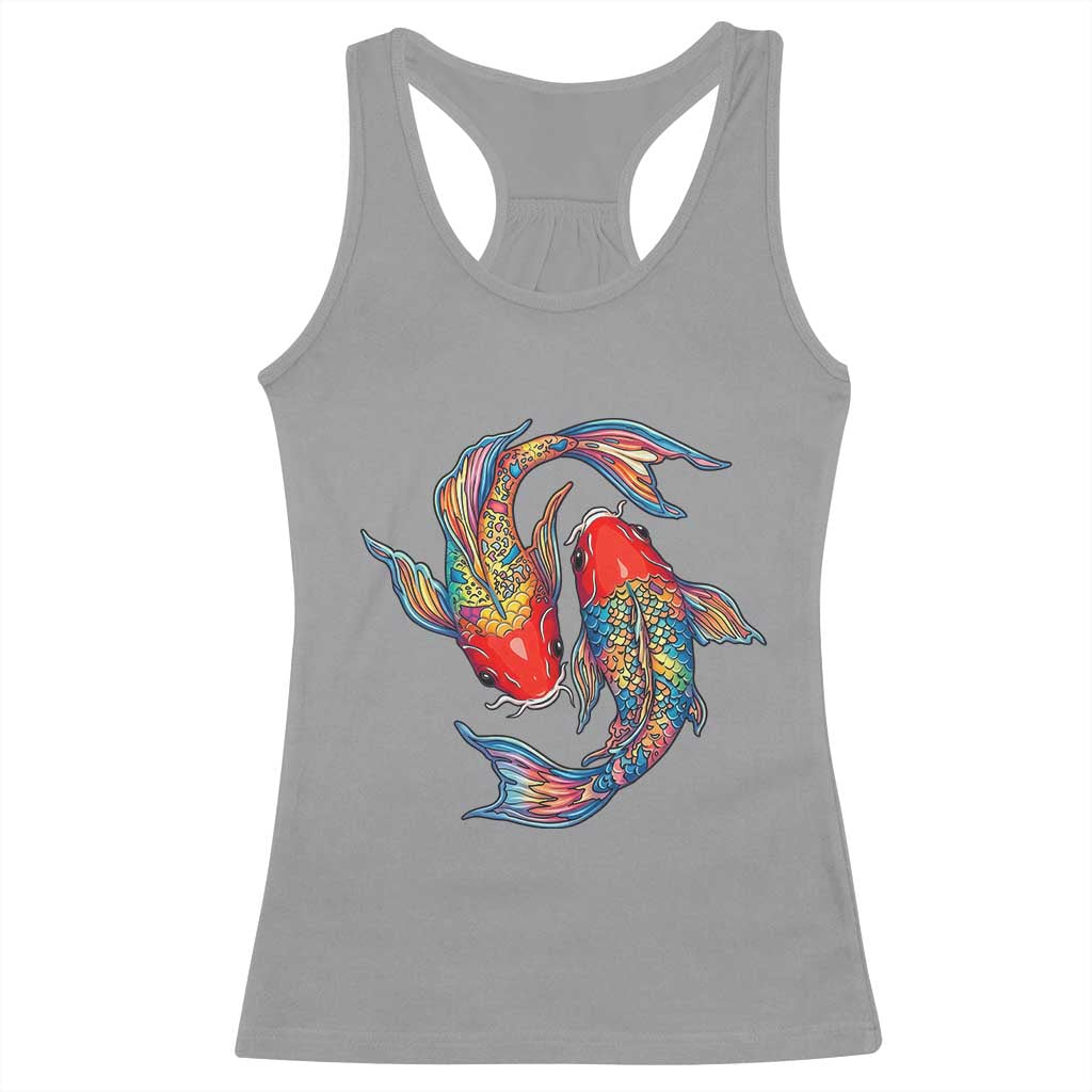 Rainbow Koi Fish LGBTQ Pride Racerback Tank Top Colorful Japanese Carp TS12 Sport Gray Print Your Wear