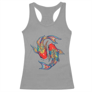 Rainbow Koi Fish LGBTQ Pride Racerback Tank Top Colorful Japanese Carp TS12 Sport Gray Print Your Wear