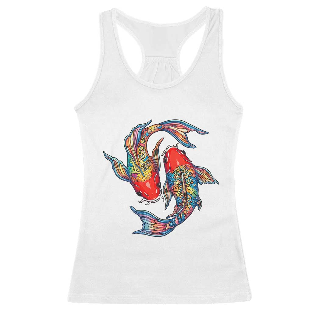 Rainbow Koi Fish LGBTQ Pride Racerback Tank Top Colorful Japanese Carp TS12 White Print Your Wear