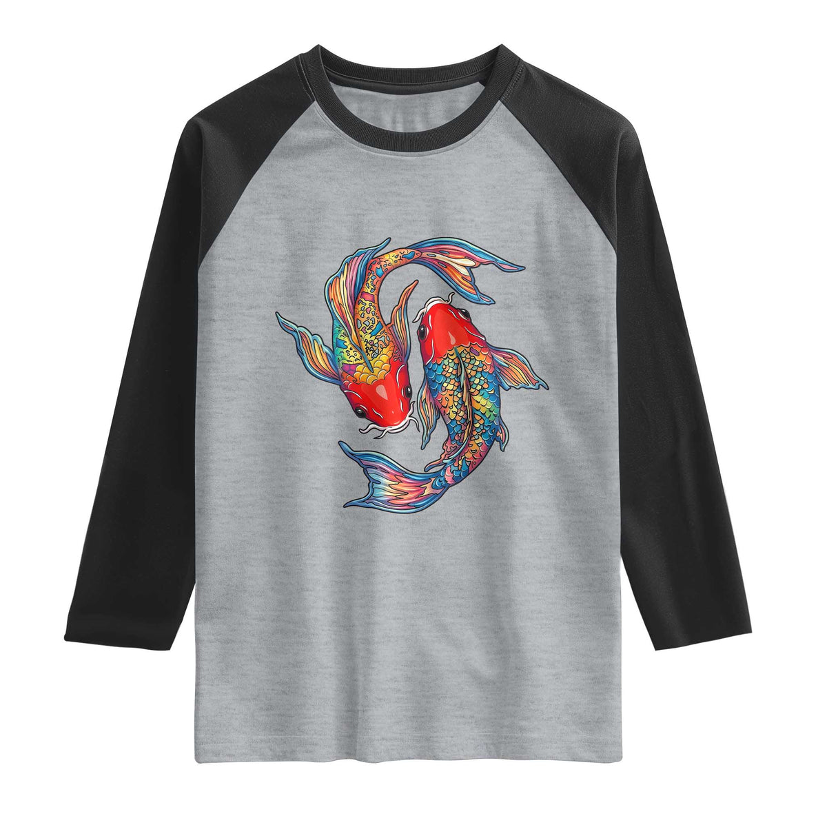 Rainbow Koi Fish LGBTQ Pride Raglan Shirt Colorful Japanese Carp