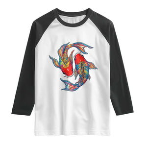 Rainbow Koi Fish LGBTQ Pride Raglan Shirt Colorful Japanese Carp