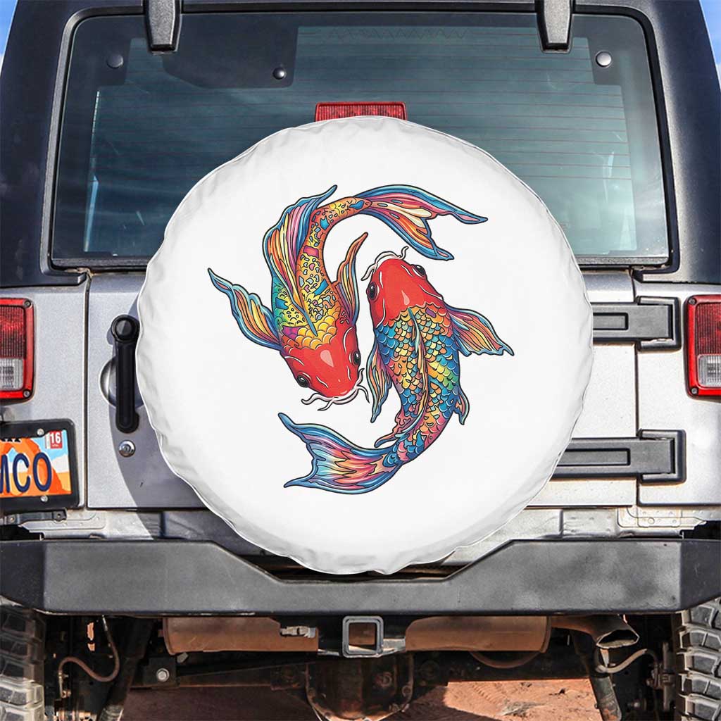 Rainbow Koi Fish LGBTQ Pride Spare Tire Cover Colorful Japanese Carp