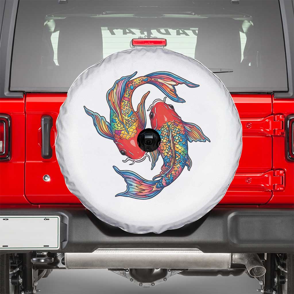 Rainbow Koi Fish LGBTQ Pride Spare Tire Cover Colorful Japanese Carp