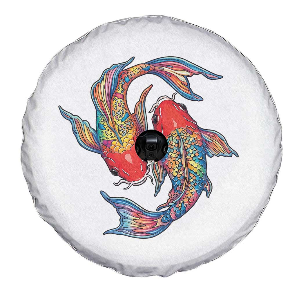 Rainbow Koi Fish LGBTQ Pride Spare Tire Cover Colorful Japanese Carp