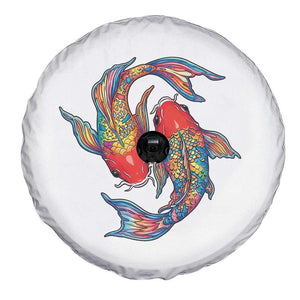 Rainbow Koi Fish LGBTQ Pride Spare Tire Cover Colorful Japanese Carp