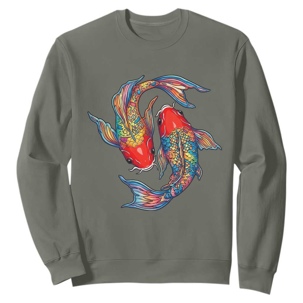 Rainbow Koi Fish LGBTQ Pride Sweatshirt Colorful Japanese Carp